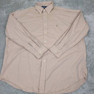 Ralph Lauren Shirt Men 17-34/35‎ (L) Yarmouth Cotton Flesh Pony Button Beige